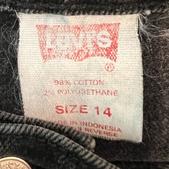 Levi’s 15921 size 14 black W/PL 423 jeans slim fit tapered legs red bat wing - Picture 6 of 12